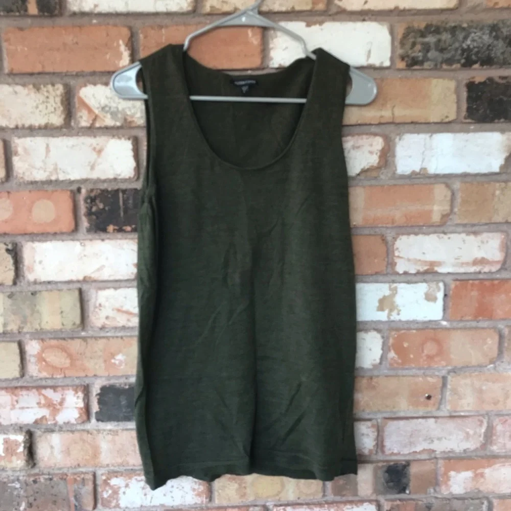 Eileen Fisher Olive Merino Wool Shell Top - Picture 7 of 7